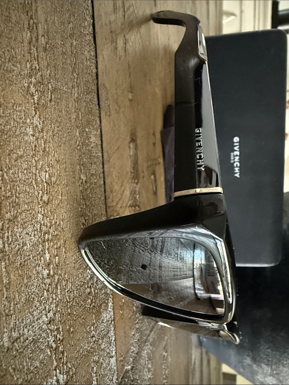 Givenchy Glossy Black Sunglasses with Silver Accents